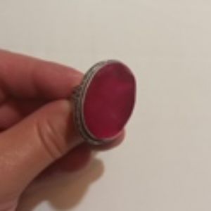 Ruby Faceted 925 Sterling Silver Plated Ring